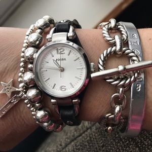 FOSSIL Georgia Leather and Stainless Steel Watch